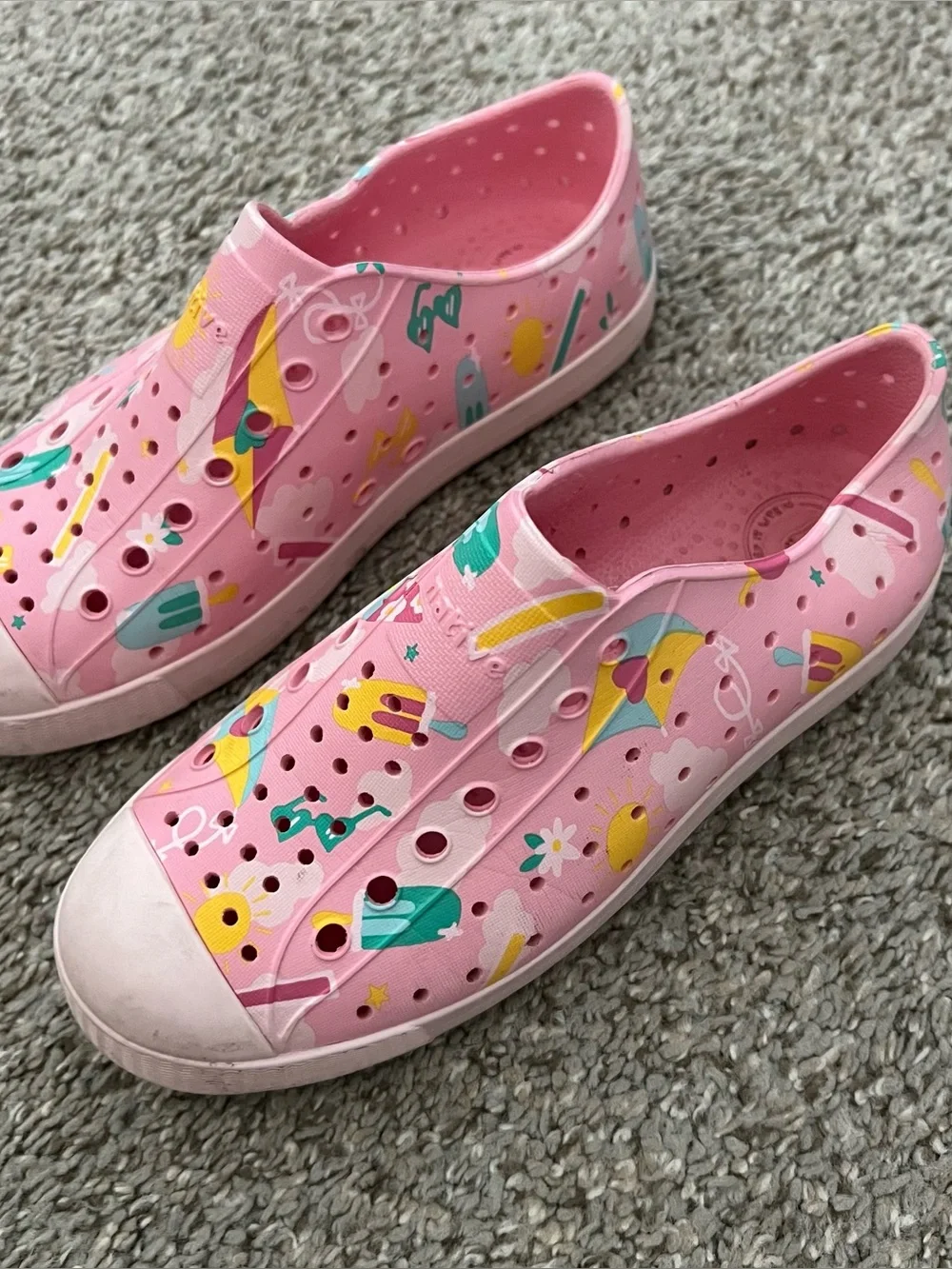 Native Kids Pink Beach-Print Slip-On Water Shoes Size 2